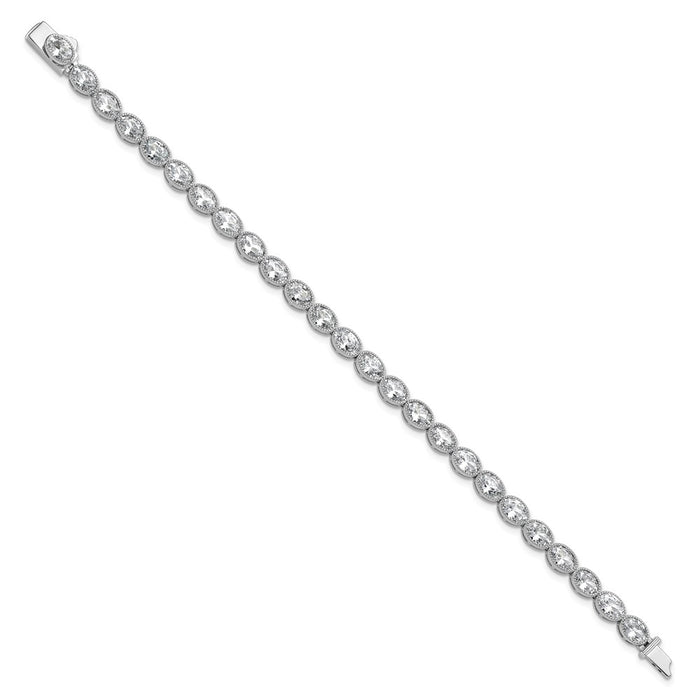 Shop Luxury Rhodium-Plated 6mm x 4mm CZ Oval Link Bracelet - 6.75" Style!-2