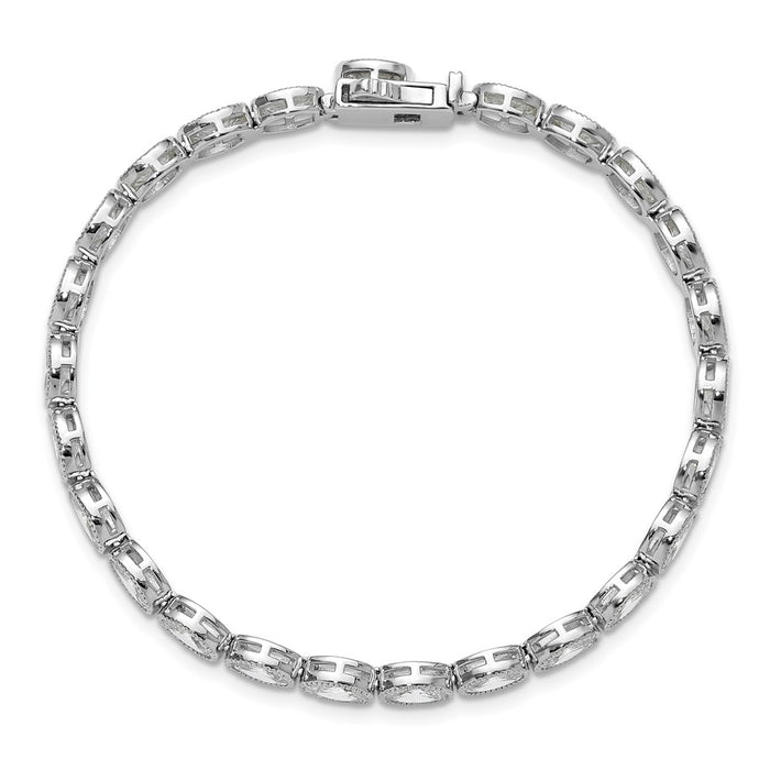 Shop Luxury Rhodium-Plated 6mm x 4mm CZ Oval Link Bracelet - 6.75" Style!-4