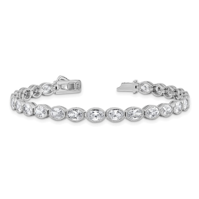 Shop Luxury Rhodium-Plated 6mm x 4mm CZ Oval Link Bracelet - 6.75" Style!-5