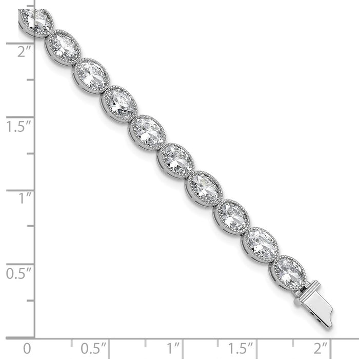 Shop Luxury Rhodium-Plated 6mm x 4mm CZ Oval Link Bracelet - 6.75" Style!-6