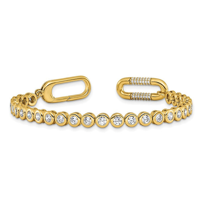Shop Stylish 7 Inch Sterling Shimmer Gold-Plated CZ Bracelet - 113 Stones-5