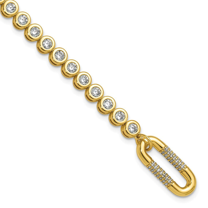 Shop Stylish 7 Inch Sterling Shimmer Gold-Plated CZ Bracelet - 113 Stones-1