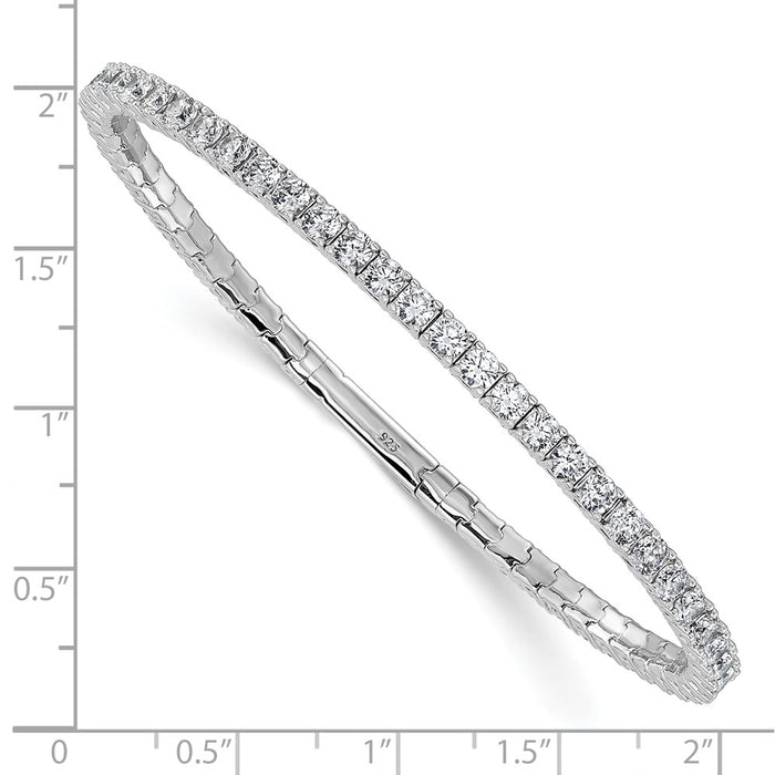 Buy Stylish 3mm CZ Flexible Bangle Bracelet - 52-Stone Rhodium-Plated Value!-3