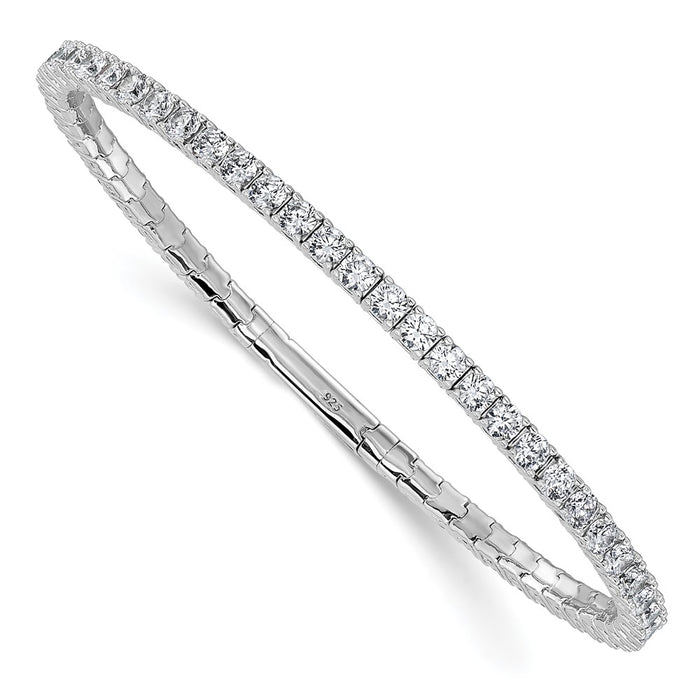 Buy Stylish 3mm CZ Flexible Bangle Bracelet - 52-Stone Rhodium-Plated Value!-1