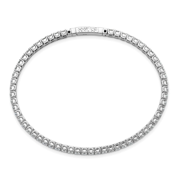 High-Quality Sterling Shimmer Rhodium-Plated CZ Bangle Bracelet - 8 Inch Value-2