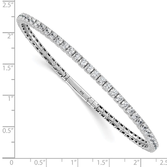High-Quality Sterling Shimmer Rhodium-Plated CZ Bangle Bracelet - 8 Inch Value-3