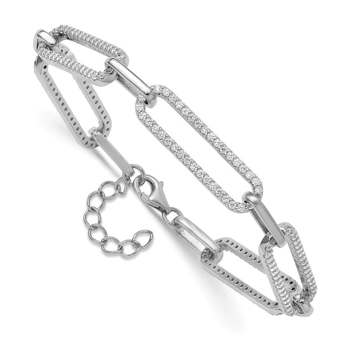 Exclusive 1.2mm Rhodium-Plated Sterling Silver CZ Bracelet - Stylish Design, 6.5"-3