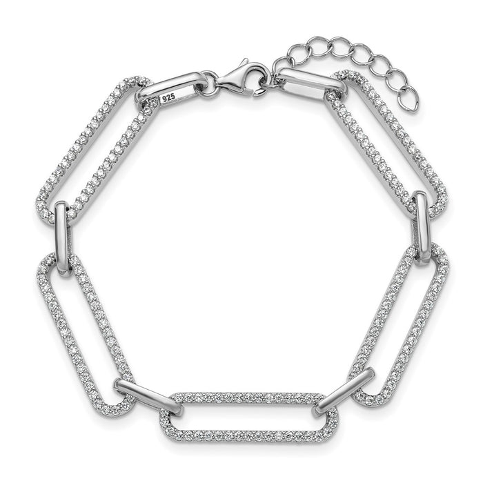 Exclusive 1.2mm Rhodium-Plated Sterling Silver CZ Bracelet - Stylish Design, 6.5"-4