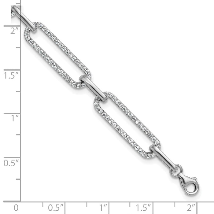 Exclusive 1.2mm Rhodium-Plated Sterling Silver CZ Bracelet - Stylish Design, 6.5"-5