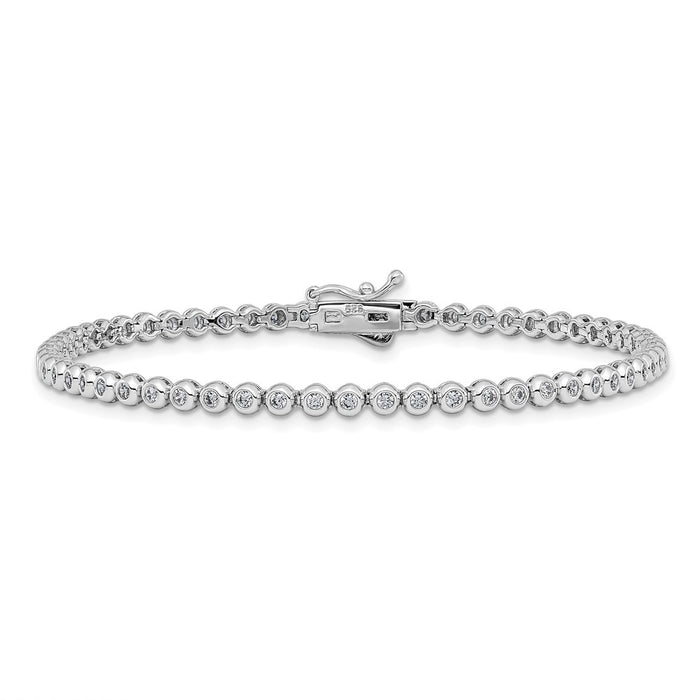Buy Stylish Rhodium-Plated 1.7mm CZ Bracelet - 8 Inch, 61 Stones-3