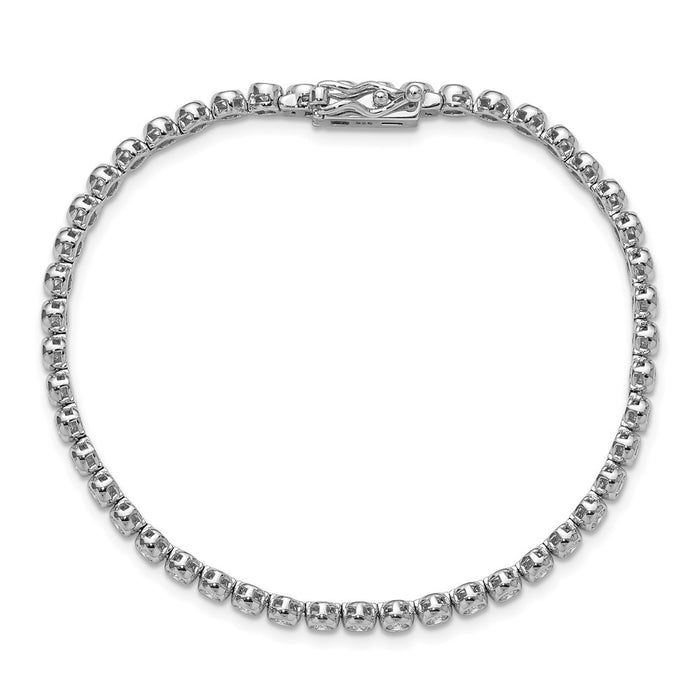 Shop Stylish Rhodium-Plated Sterling Silver Bracelet with 48 CZ Stones, 7"-4