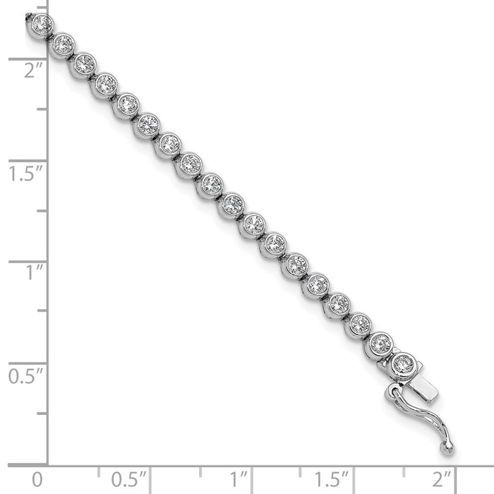 Shop Stylish Rhodium-Plated Sterling Silver Bracelet with 48 CZ Stones, 7"-6