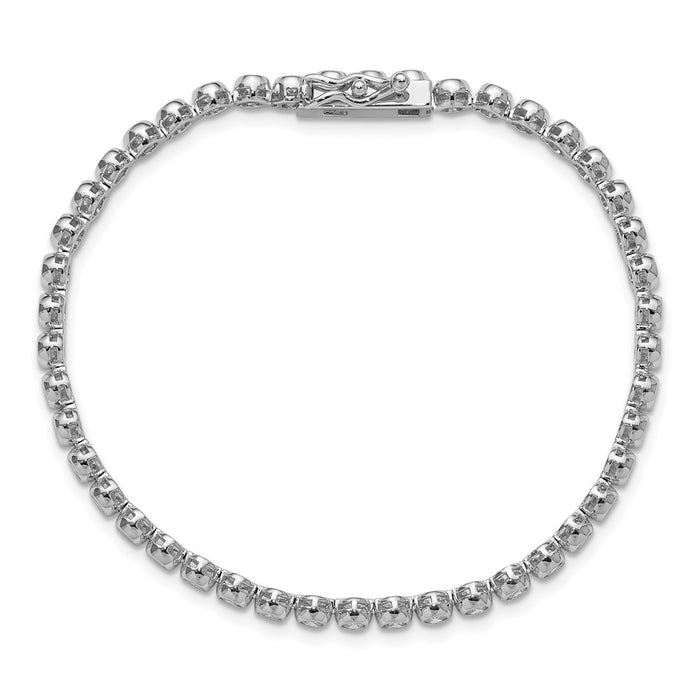 Shop Stylish 7-Inch Rhodium-Plated Sterling Silver CZ Bracelet - 45 Stones, 2.5mm-4