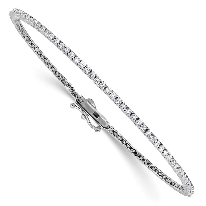 Shop Stylish Sterling Silver Bracelet - 1.5mm Rhodium-Plated, 109 CZ Stones-3