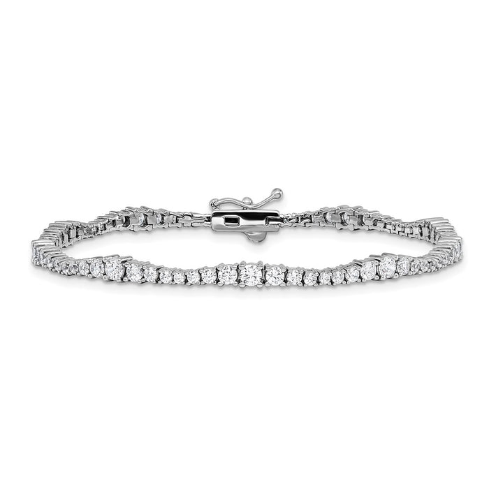 Buy Stylish Rhodium-Plated Sterling Silver Bracelet with 79 CZ Stones, 7"-3