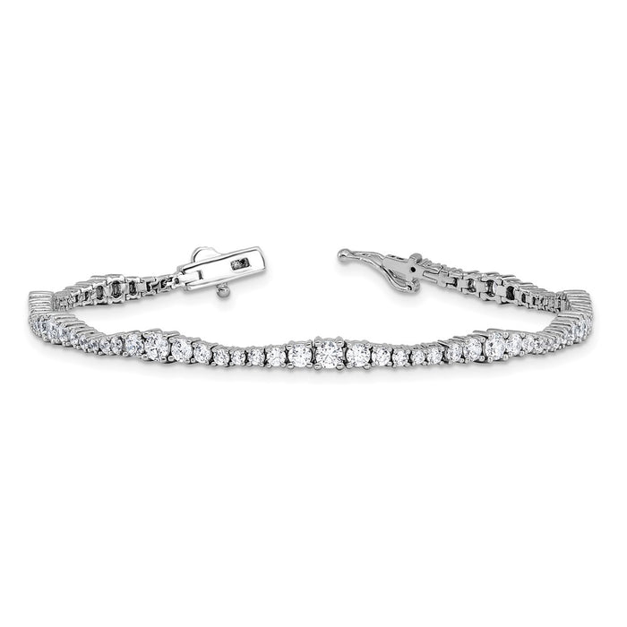 Buy Stylish Rhodium-Plated Sterling Silver Bracelet with 79 CZ Stones, 7"-5