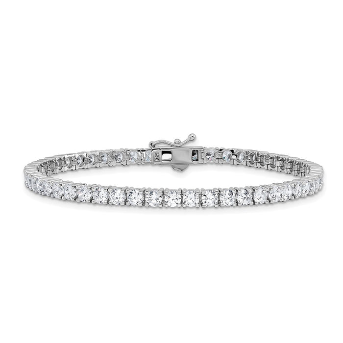 High-Quality Rhodium-Plated Silver Bracelet, 8-Inch, 54 CZ Stones - Affordable!-3