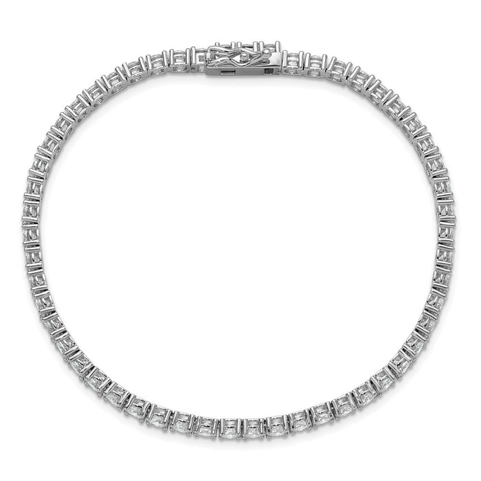High-Quality Rhodium-Plated Silver Bracelet, 8-Inch, 54 CZ Stones - Affordable!-4