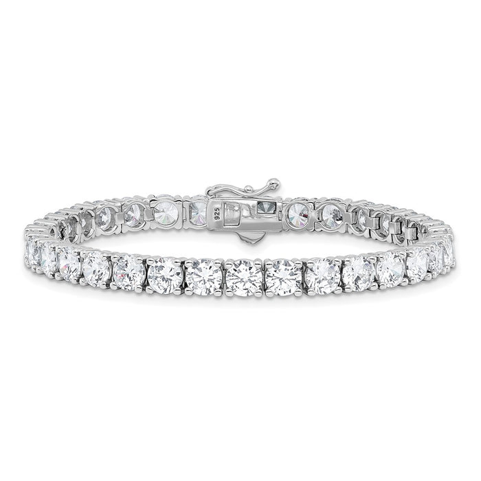 High-Quality Sterling Shimmer Rhodium-Plated 5mm CZ Bracelet - Affordable 7 Inch Design-3