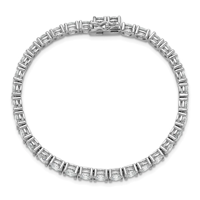 High-Quality Sterling Shimmer Rhodium-Plated 5mm CZ Bracelet - Affordable 7 Inch Design-4