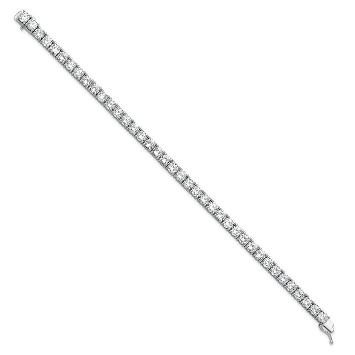 Buy Stylish 8-Inch Rhodium-Plated Sterling Silver Bracelet with CZ Stones-2