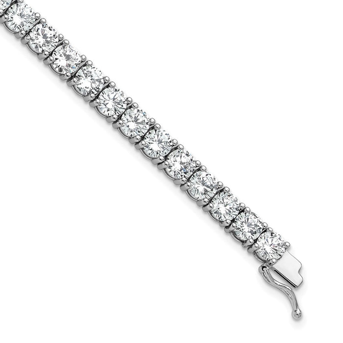 Buy Stylish 8-Inch Rhodium-Plated Sterling Silver Bracelet with CZ Stones-1