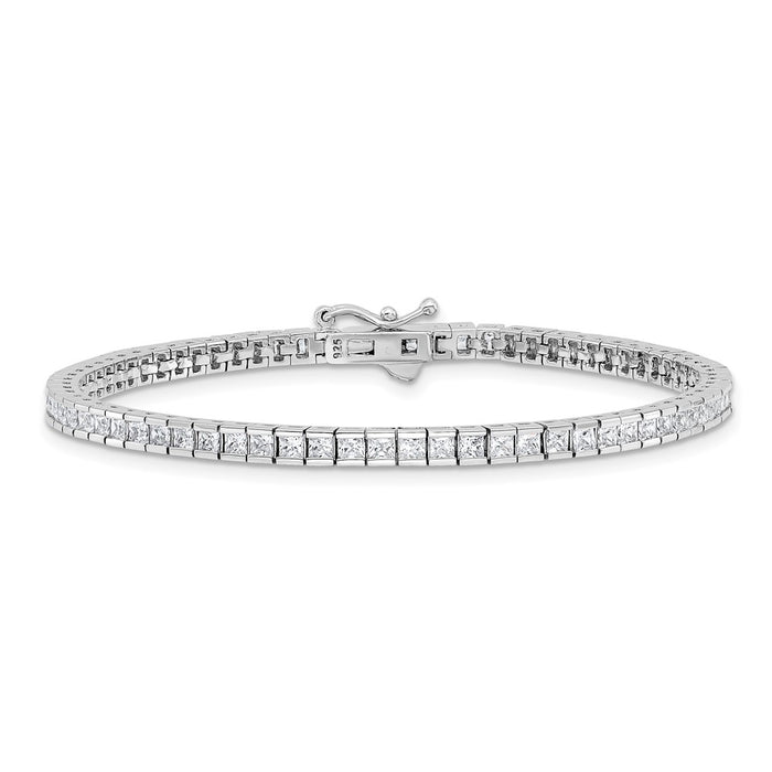 Buy Stylish Rhodium-Plated Sterling Silver CZ Bracelet - 7 Inch, 74 Stones-3
