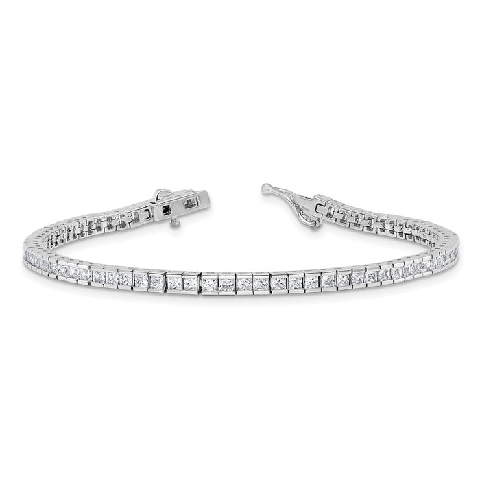 Buy Stylish Rhodium-Plated Sterling Silver CZ Bracelet - 7 Inch, 74 Stones-5