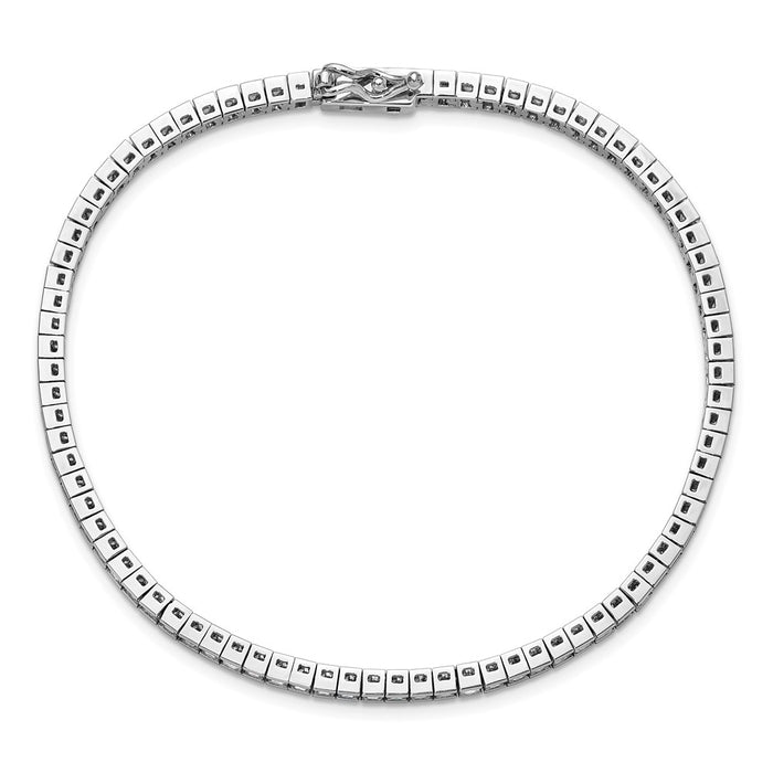 Shop Stylish 8-Inch Rhodium-Plated Sterling Silver Square CZ Bracelet, 86 Stones-4