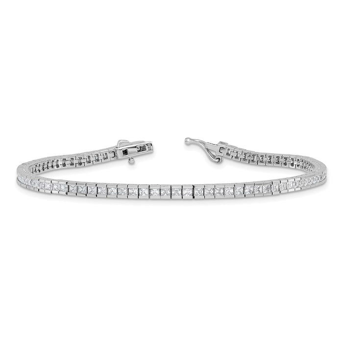 Shop Stylish 8-Inch Rhodium-Plated Sterling Silver Square CZ Bracelet, 86 Stones-5
