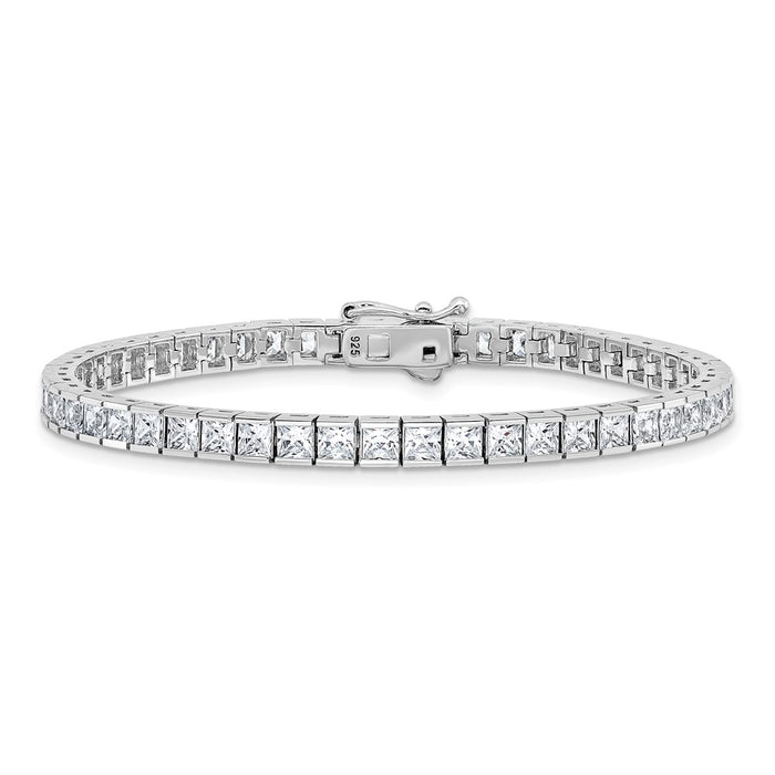 Exclusive 7-Inch Rhodium-Plated Sterling Silver CZ Bracelet - Stylish 3mm Stones-3