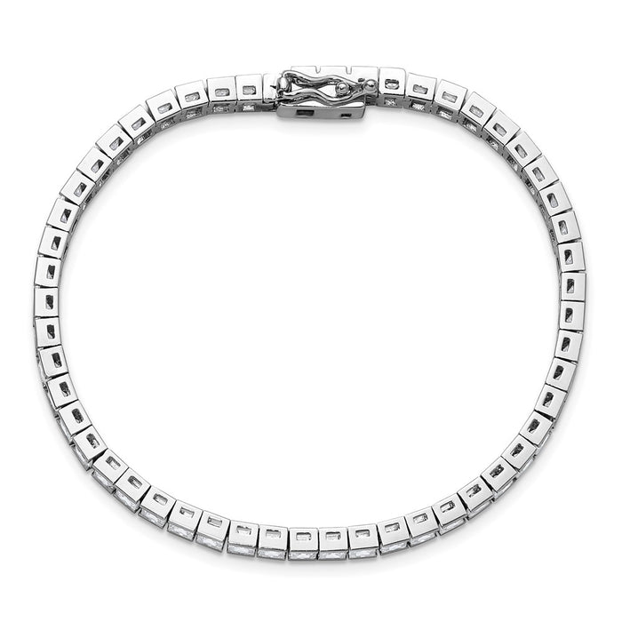 Exclusive 7-Inch Rhodium-Plated Sterling Silver CZ Bracelet - Stylish 3mm Stones-4