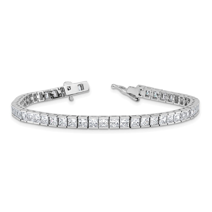 Exclusive 7-Inch Rhodium-Plated Sterling Silver CZ Bracelet - Stylish 3mm Stones-5