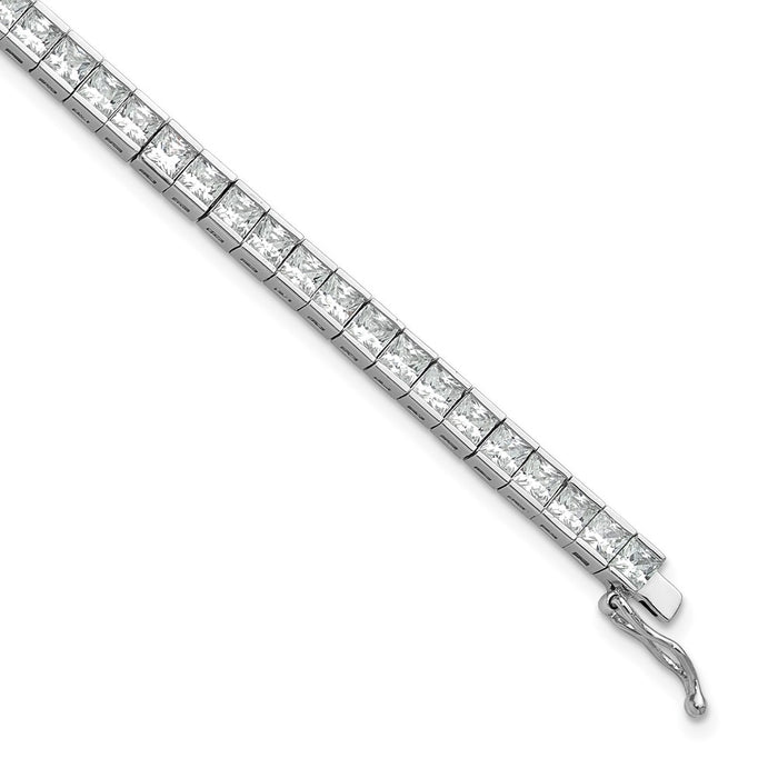 Exclusive 7-Inch Rhodium-Plated Sterling Silver CZ Bracelet - Stylish 3mm Stones-1