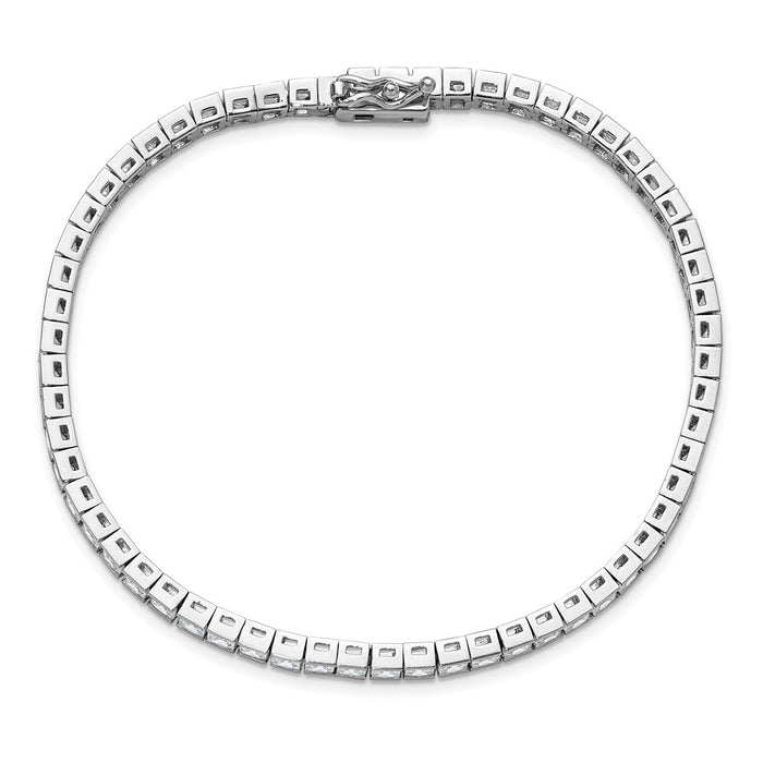 Buy Stylish Sterling Silver Square CZ Bracelet - 8" Rhodium-Plated, 61 Stones-4