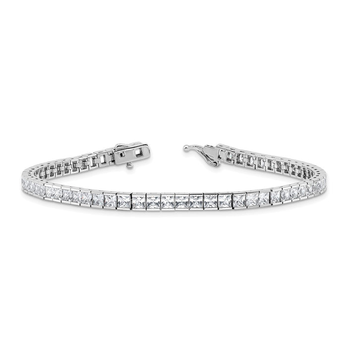 Buy Stylish Sterling Silver Square CZ Bracelet - 8" Rhodium-Plated, 61 Stones-5