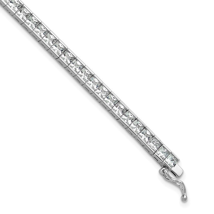Buy Stylish Sterling Silver Square CZ Bracelet - 8" Rhodium-Plated, 61 Stones-1