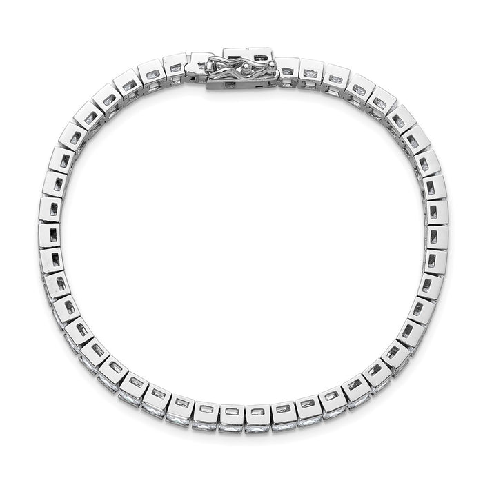 Shop Stylish Rhodium-Plated Sterling Silver Square Bracelet - 7 Inch, 46 CZ Stones-4