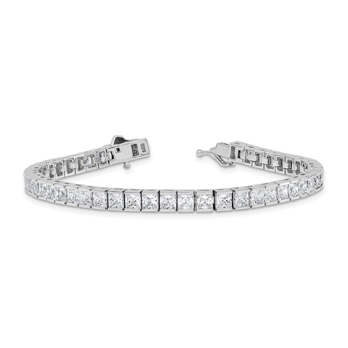 Shop Stylish Rhodium-Plated Sterling Silver Square Bracelet - 7 Inch, 46 CZ Stones-5