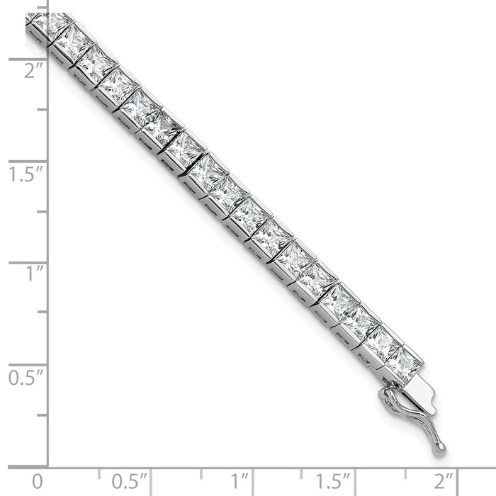 Shop Stylish Rhodium-Plated Sterling Silver Square Bracelet - 7 Inch, 46 CZ Stones-6