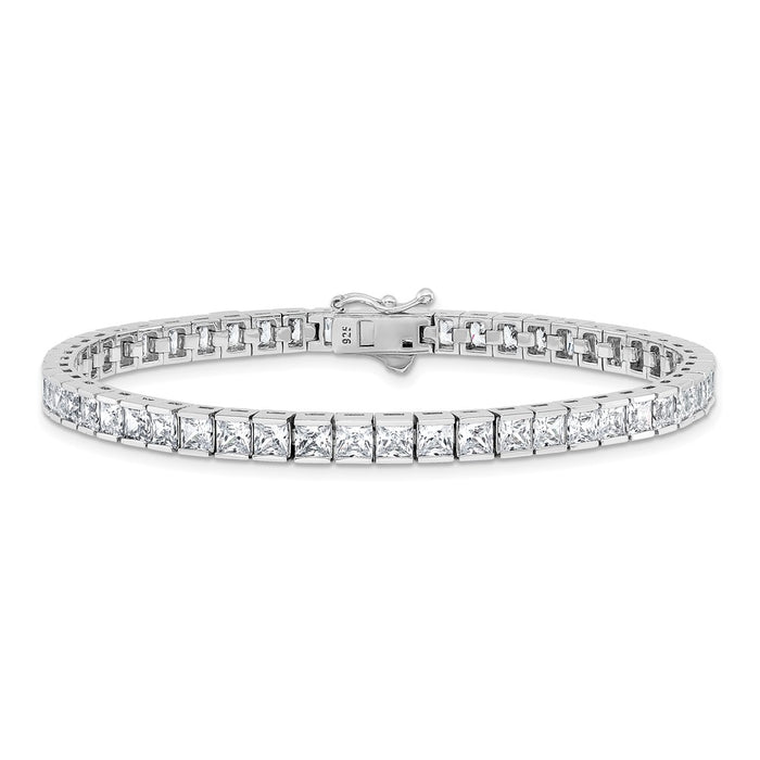Shop Stylish Rhodium-Plated Sterling Silver Square CZ Bracelet - 8 Inches-3