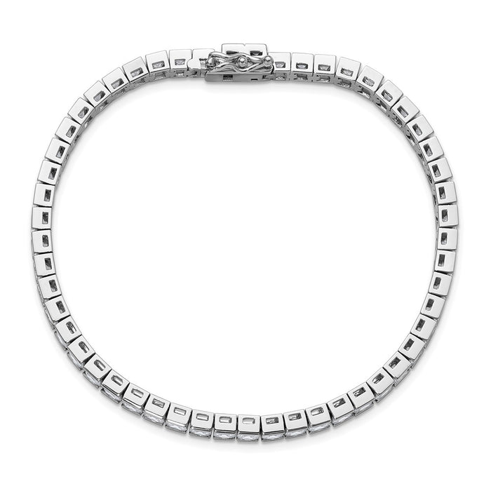 Shop Stylish Rhodium-Plated Sterling Silver Square CZ Bracelet - 8 Inches-4