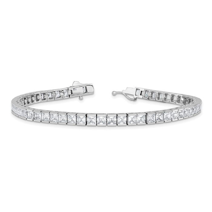 Shop Stylish Rhodium-Plated Sterling Silver Square CZ Bracelet - 8 Inches-5