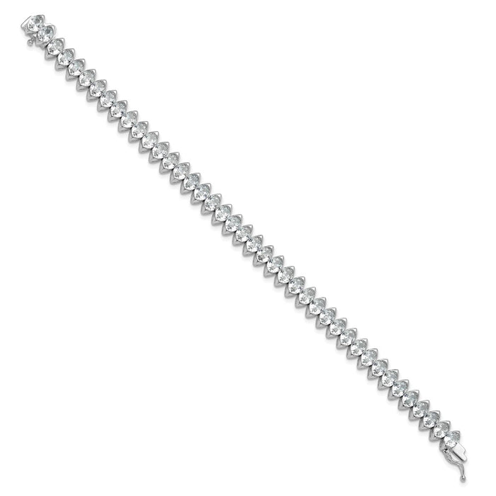 Shop Stylish Rhodium-Plated Sterling Silver Bracelet with 41 CZ Stones, 7"-2