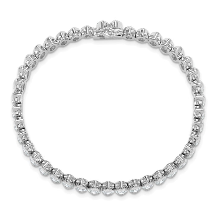 Shop Stylish Rhodium-Plated Sterling Silver Bracelet with 41 CZ Stones, 7"-4