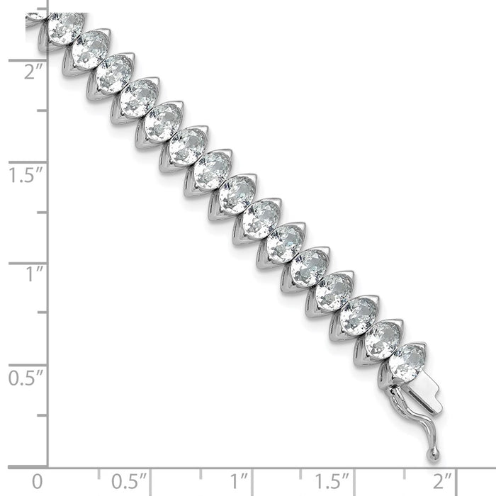 Shop Stylish Rhodium-Plated Sterling Silver Bracelet with 41 CZ Stones, 7"-6