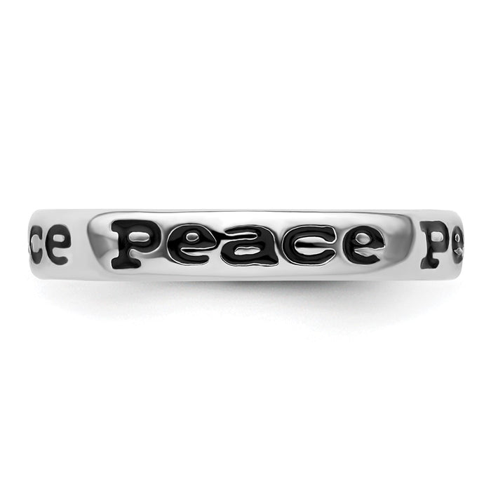 Exclusive Polished Enameled Peace Ring in Sterling Silver - Stylish Stackable Design-3