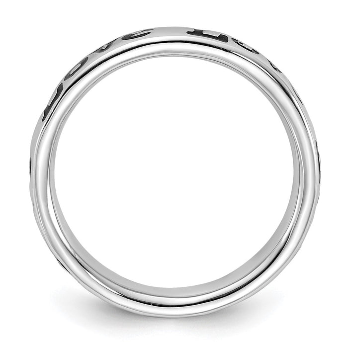Exclusive Polished Enameled Love Ring in 925 Sterling Silver - Stylish Stackable-2