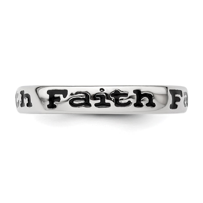 High-Quality Polished Enameled Faith Ring in Sterling Silver - Stylish Stackable-3