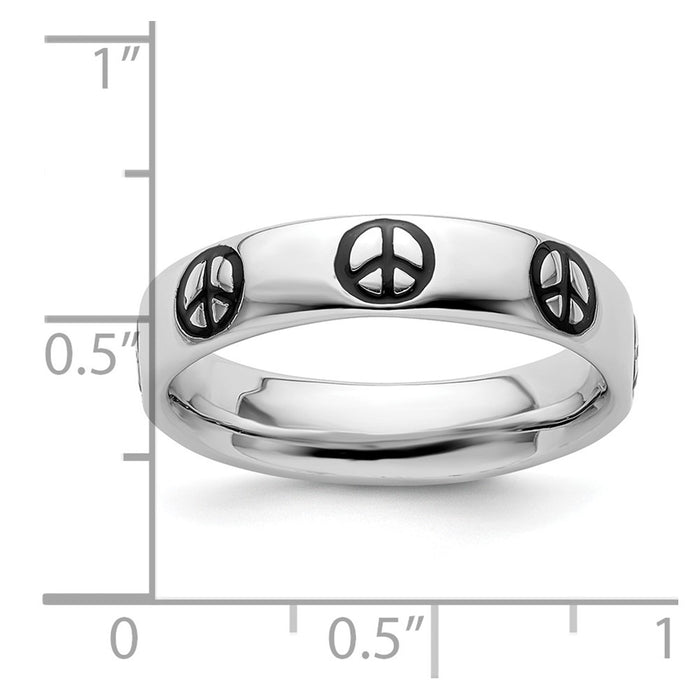 Shop Stylish Polished Enameled Peace Sign Ring - 925 Sterling Silver, Stackable-4